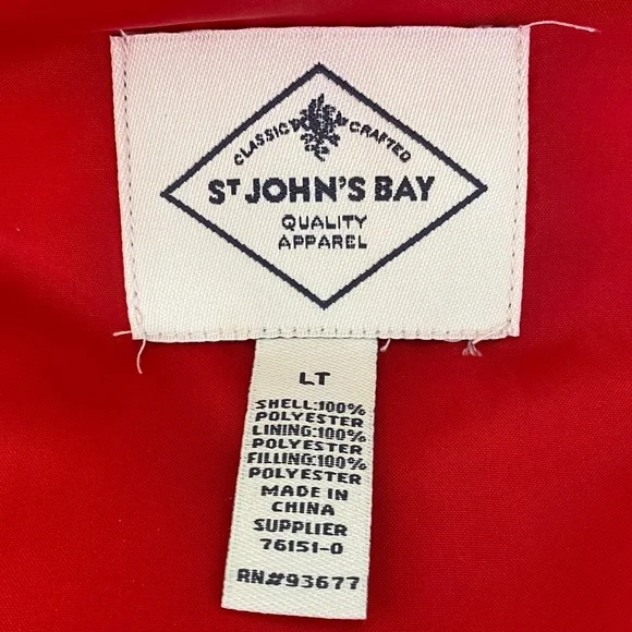Vibrant St John’s Bay Red Quilted Vest with Gold Accents Large Tall NWT - Picture 4 of 6